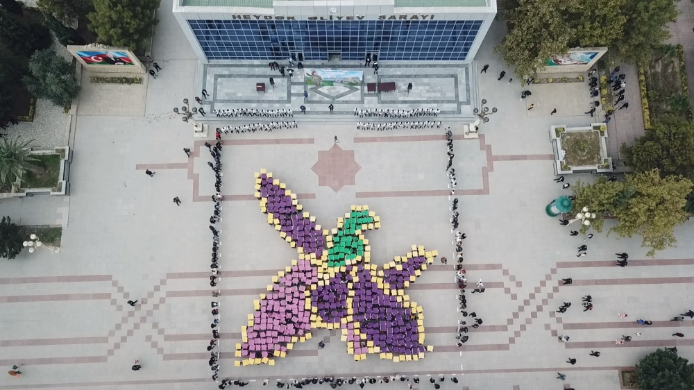 Yevlaxda “Çiçəklənən Xarıbülbül” adlı fləş-mob keçirilib
